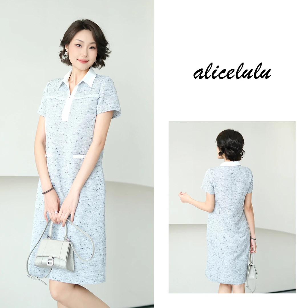 [alicelulu] 小香风直筒宽松连衣裙显瘦休闲通勤 S2142565A