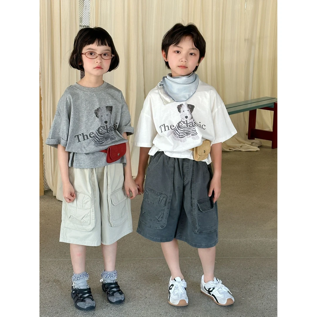 in 爱：mx25夏季韩国儿童宽松短袖儿童韩版男童可爱狗狗半袖T恤523