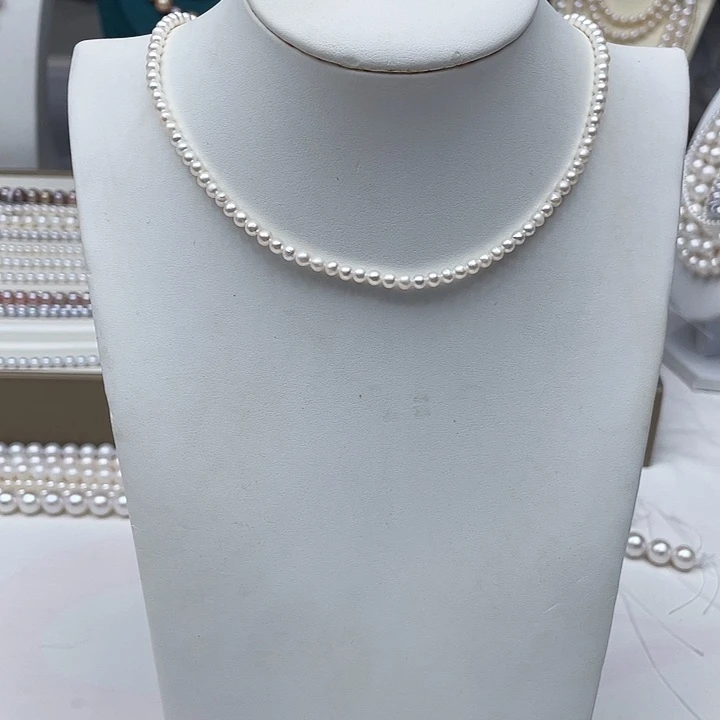 淡水珍珠颈饰银S925镶嵌3.4