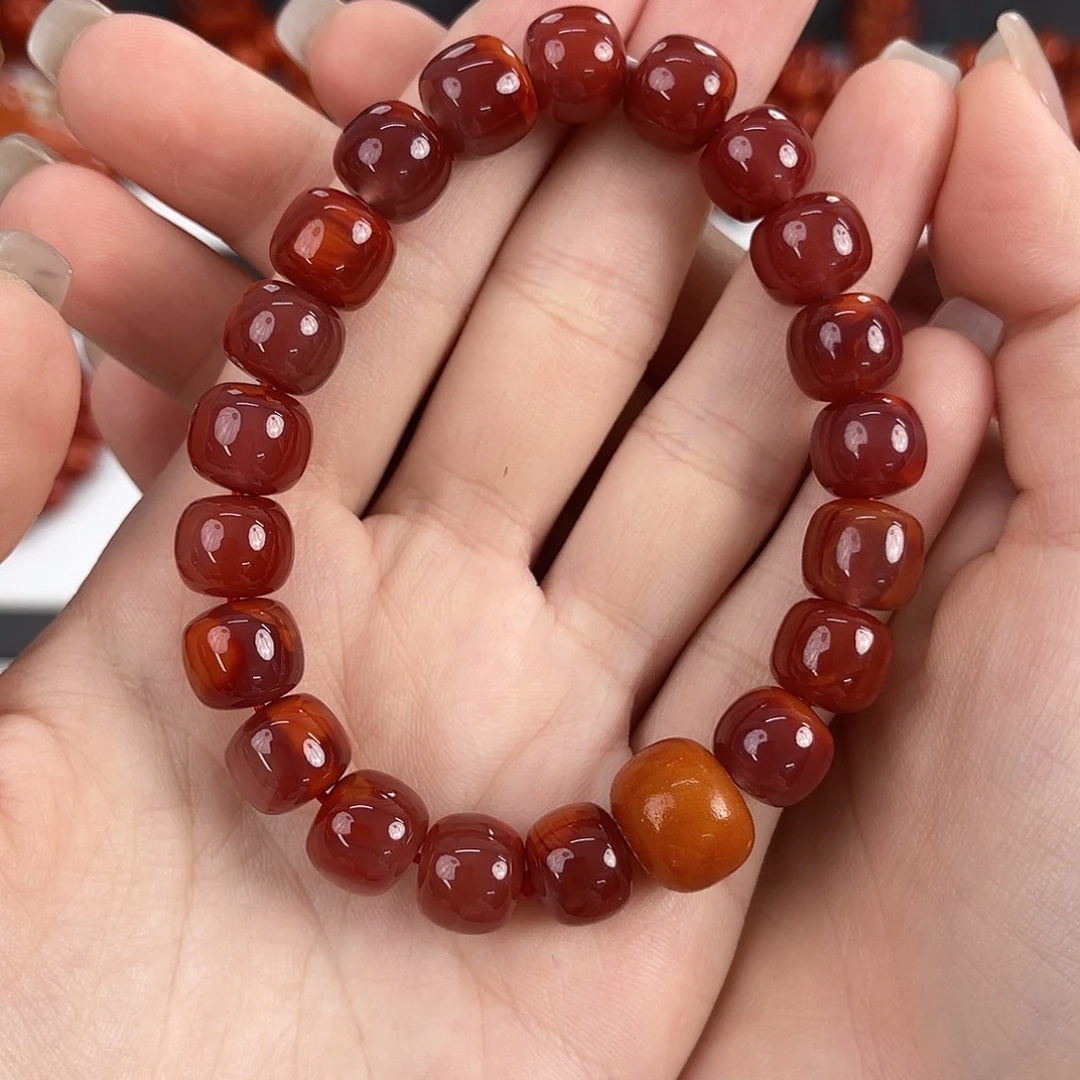 南红玛瑙未镶嵌瓦西牛血红老型手串10mm手串