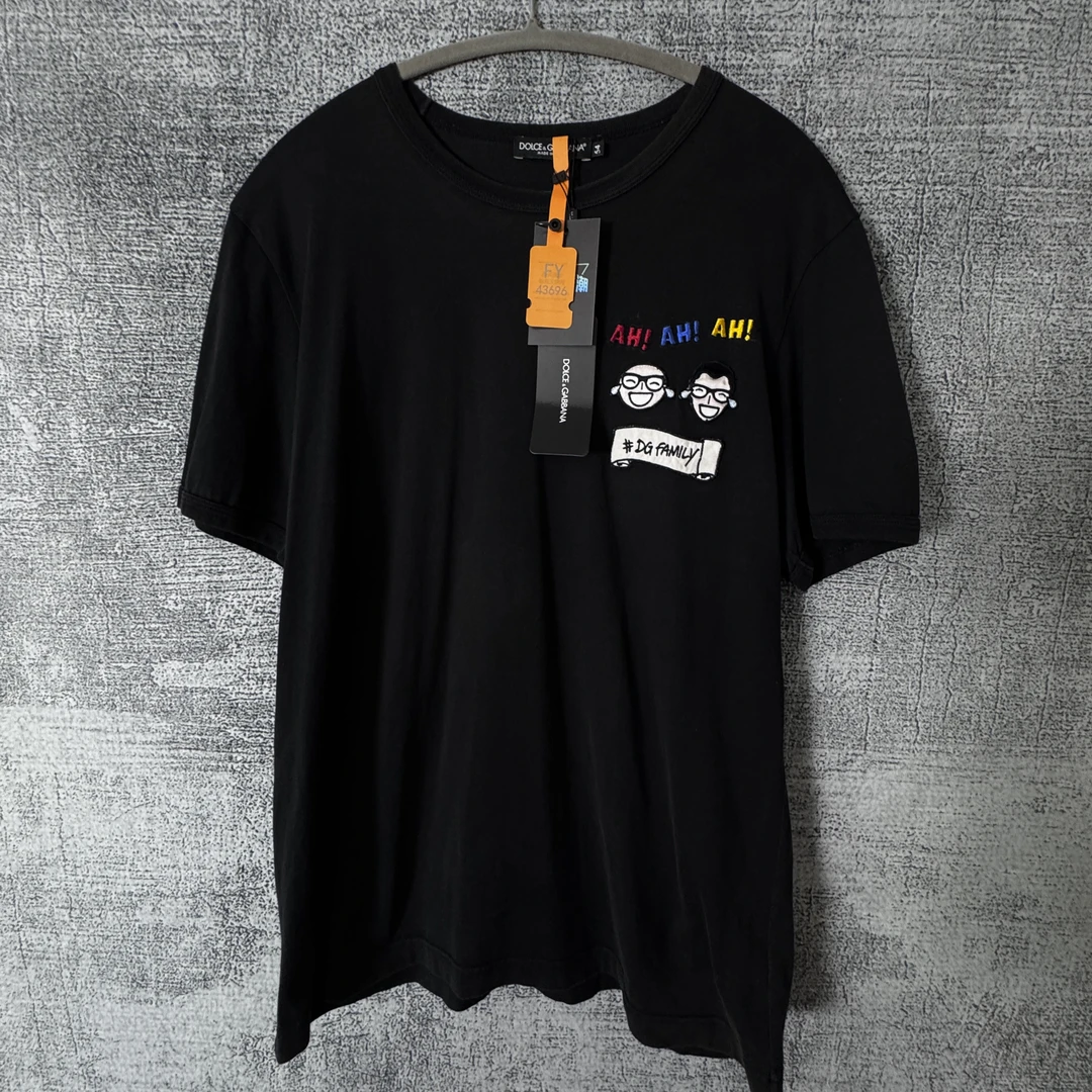 99新 YSL/圣罗兰 DG/圆领短袖LOGO字母宽松日常T恤男装/54码