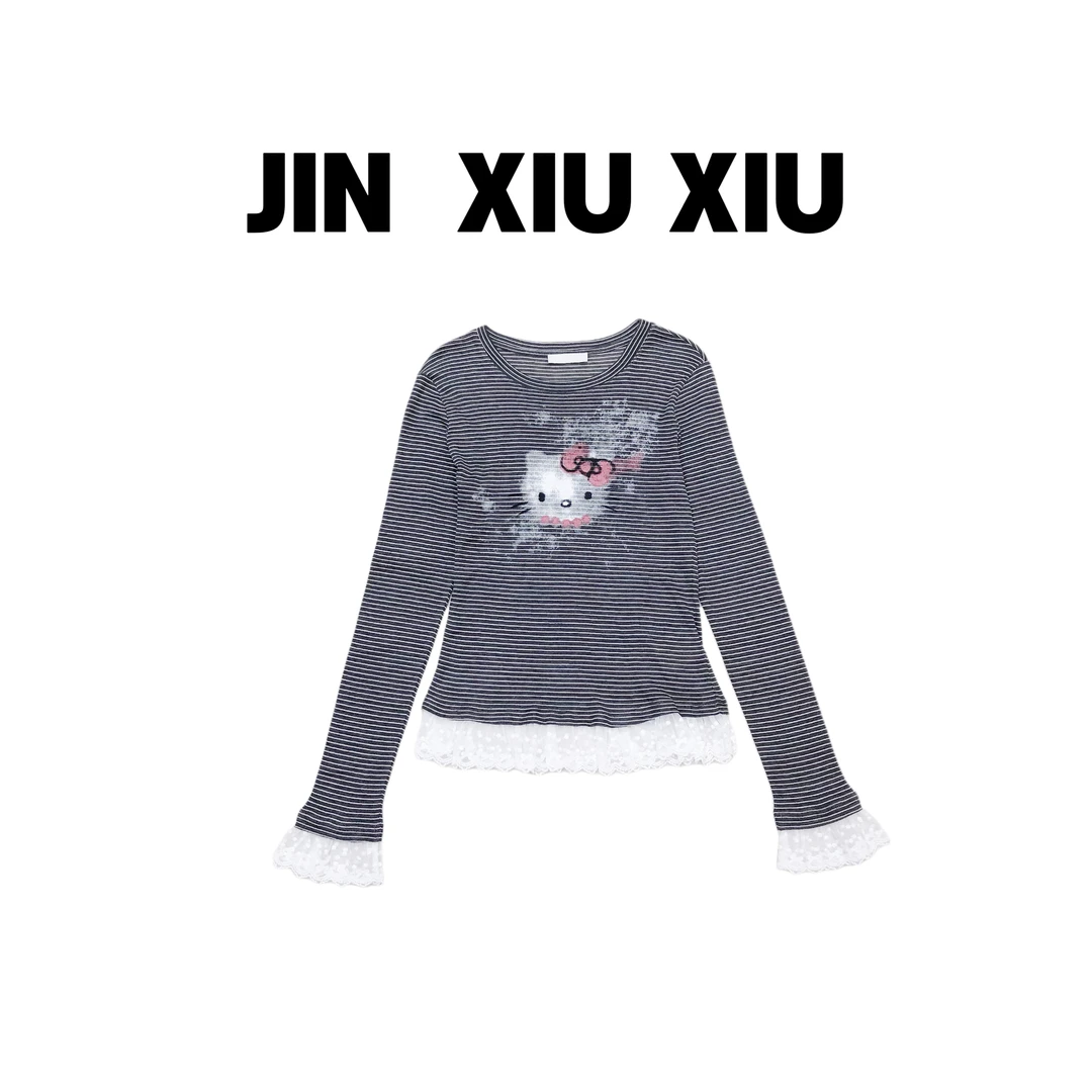 JINXIUXIU【天丝羊毛韩国进口面料】春夏新款长袖T恤767