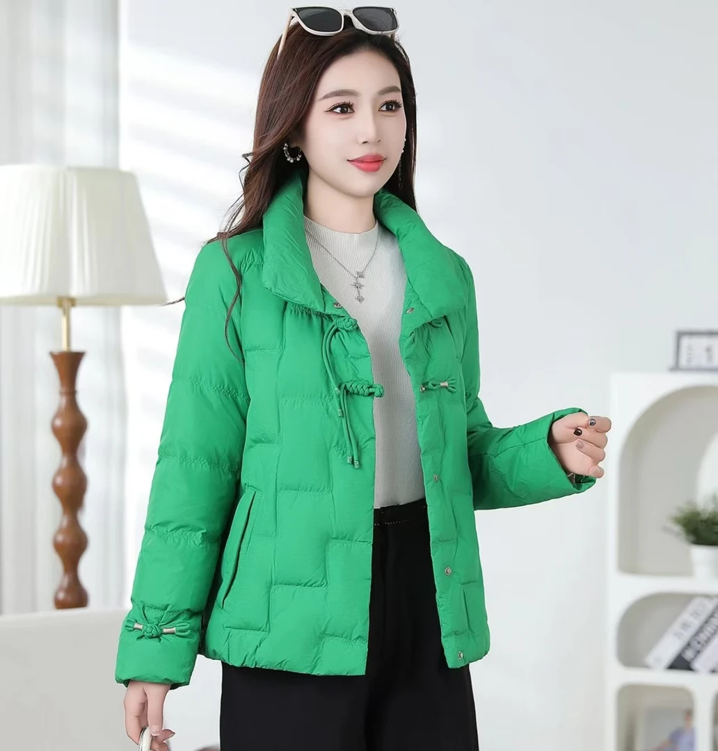 【娟子私服】2F9016羽绒服盘扣新款保暖短款立领宽松轻薄冬季外套