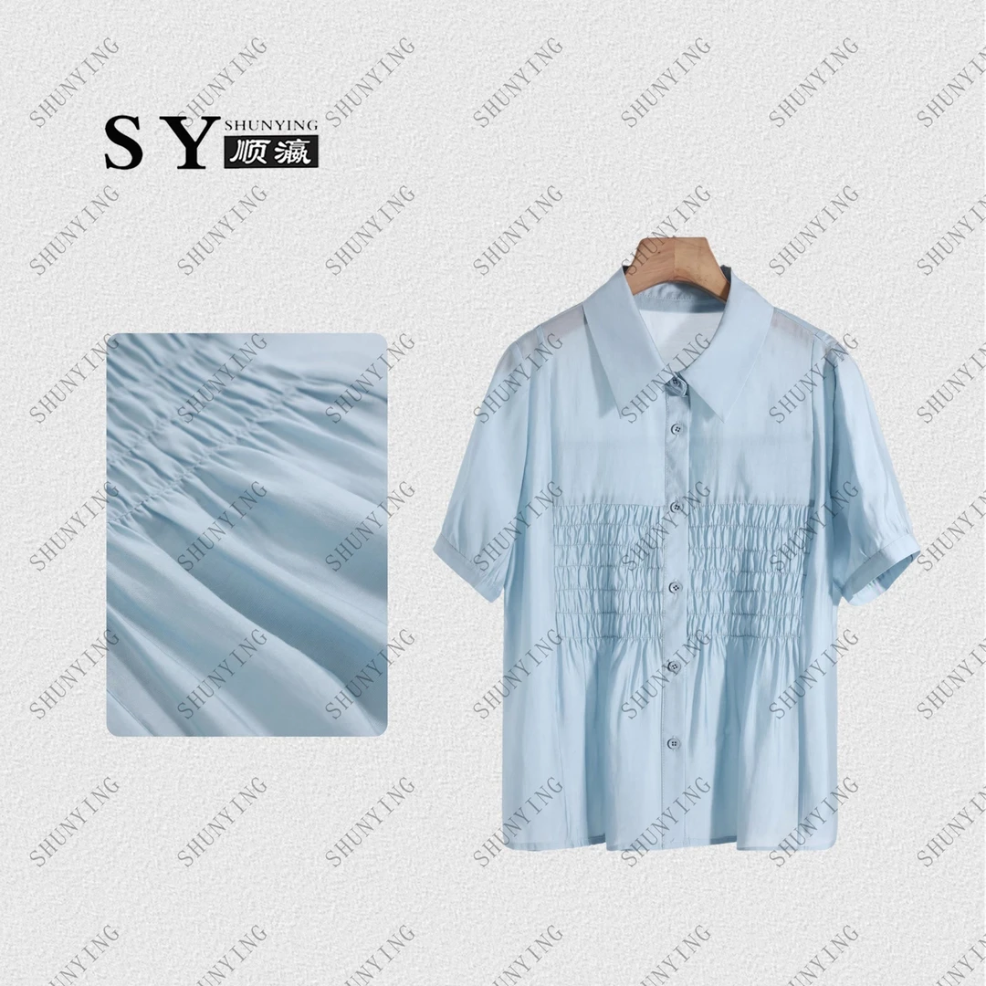 【顺瀛】夏季新款polo领褶皱显瘦气质时尚百搭短袖小衫SY62C65088