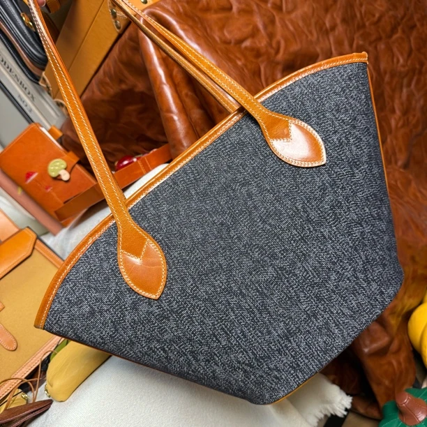 【纳禧】胡椒盐油蜡皮蜡线贝壳托特包手工包