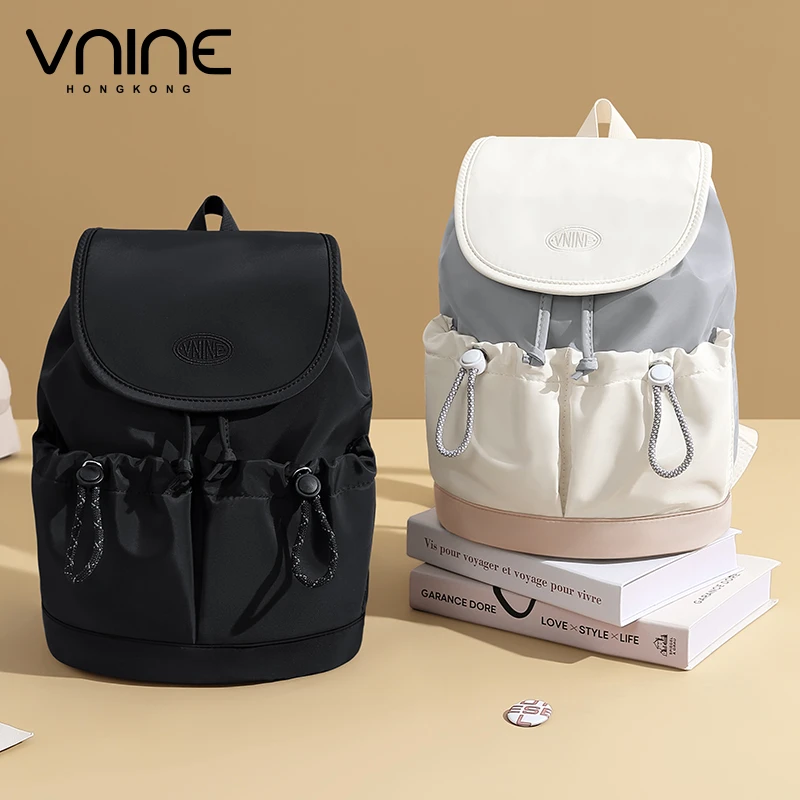 V.NINE双肩包女士防泼水旅行小背包高中生大学生轻便上课简约书包