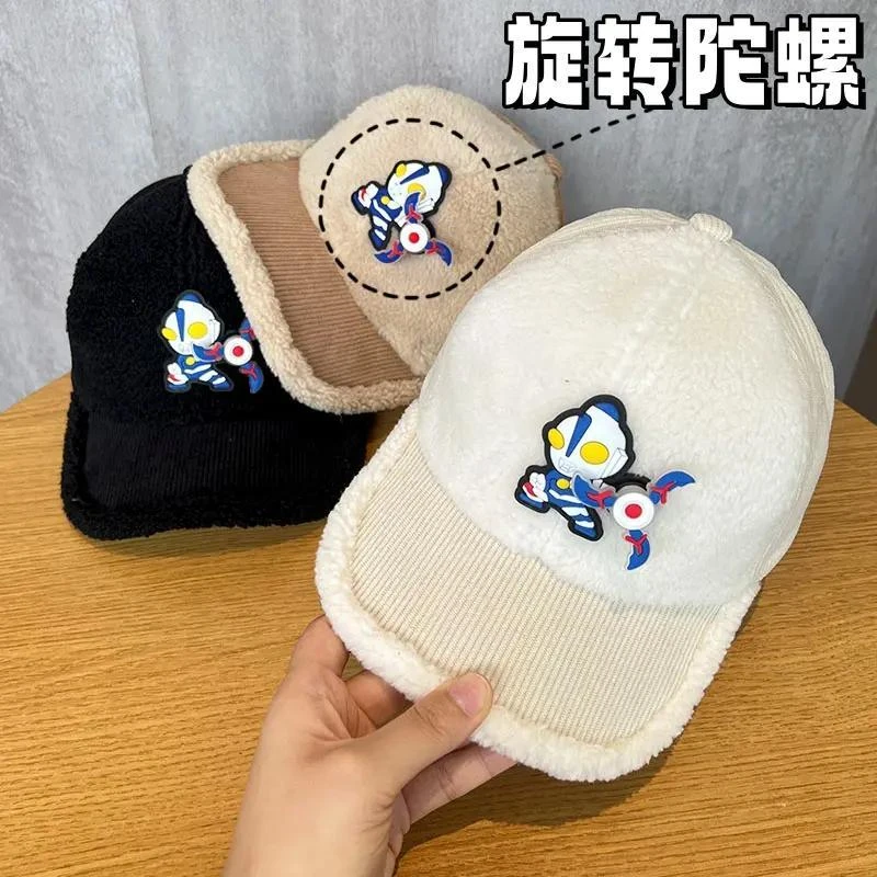 韩版儿童帽子秋冬款鸭舌帽宝休闲保暖灯芯绒奥特曼男女童棒球帽潮