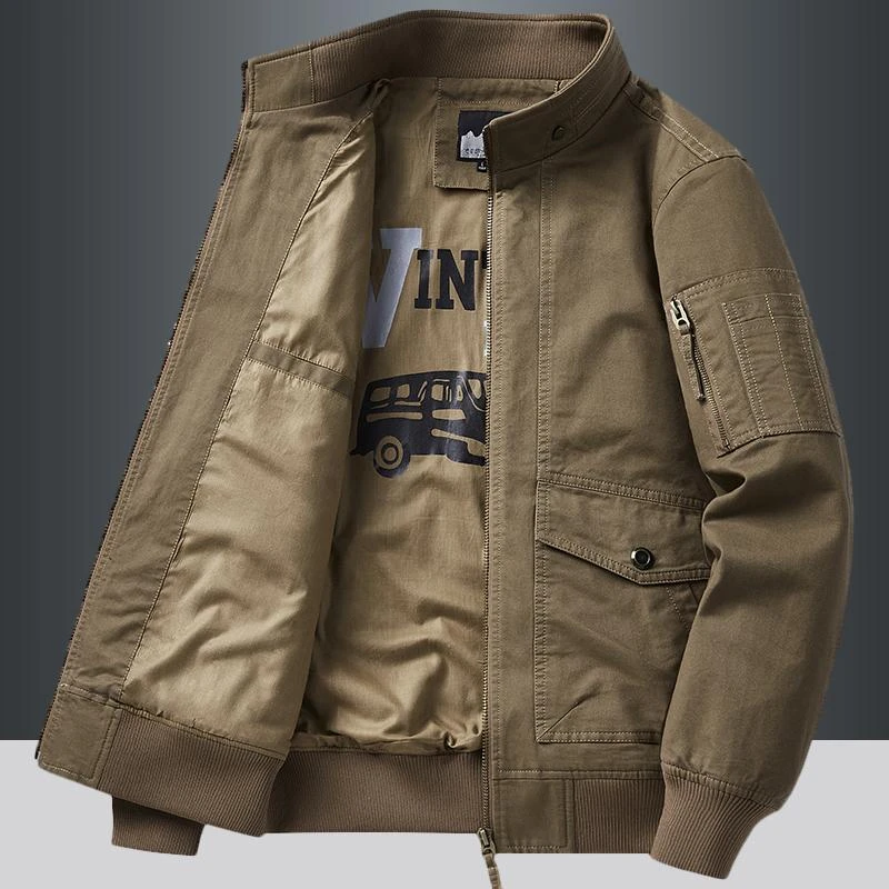 GUNEBOLURWA春季新款纯棉夹克男士夹克衫立领工装休闲复古外套