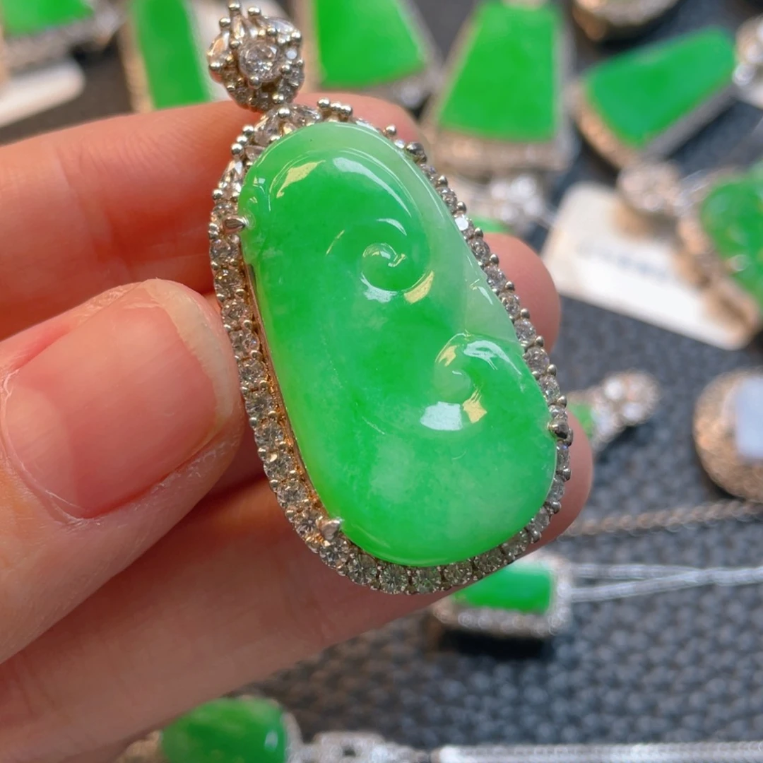 翡翠银S925镶嵌吊坠(不含链)