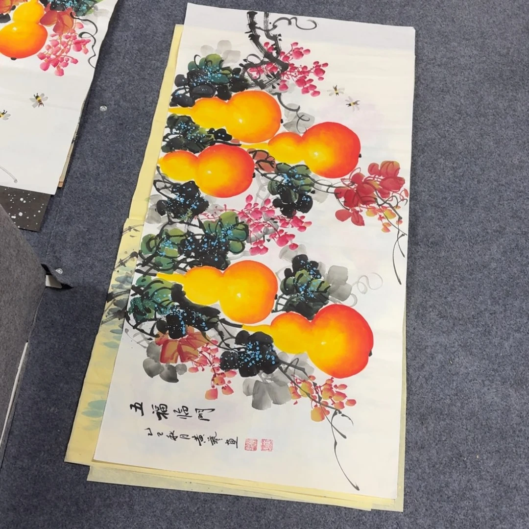 国画100×50手绘画画画