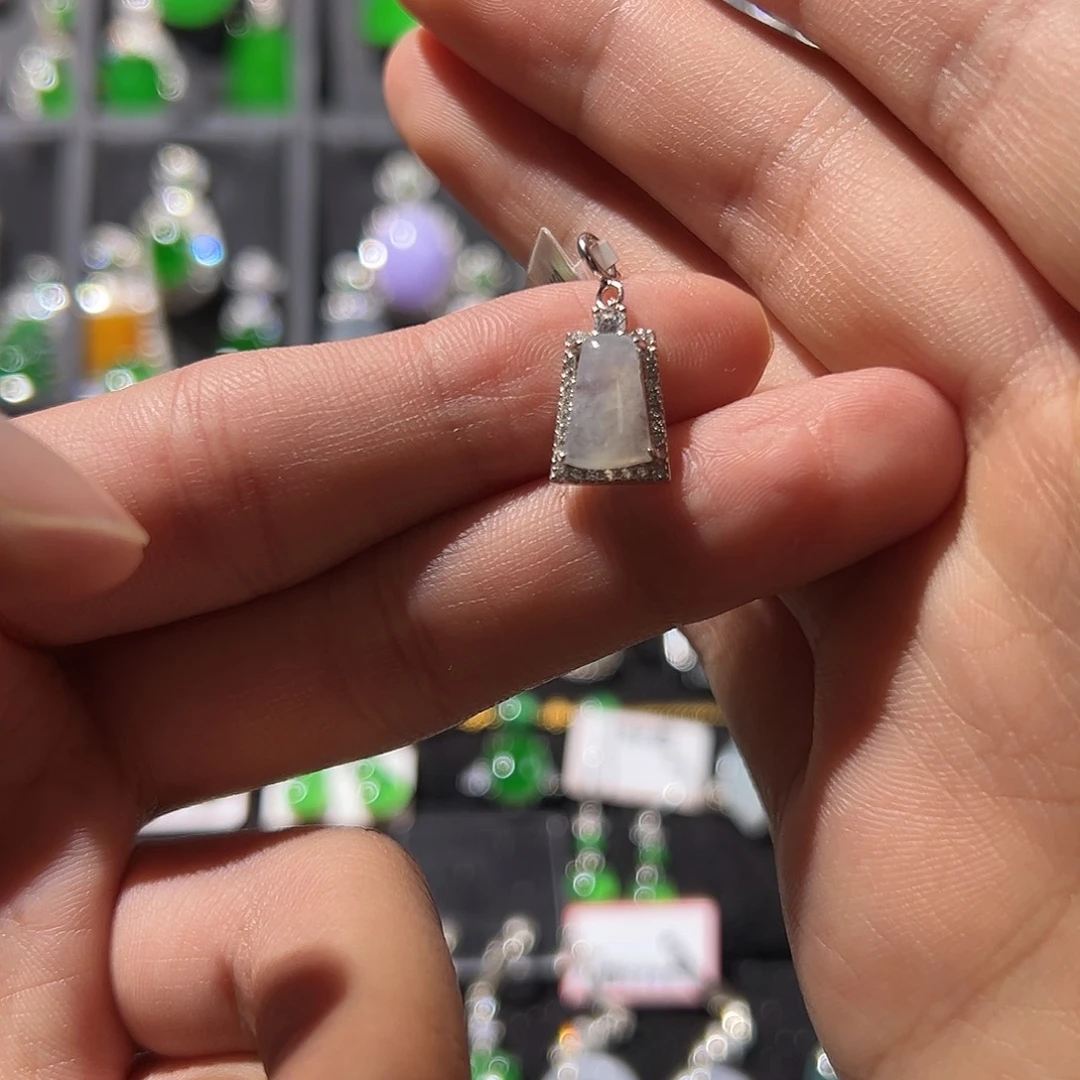 翡翠银S925镶嵌吊坠(不含链)