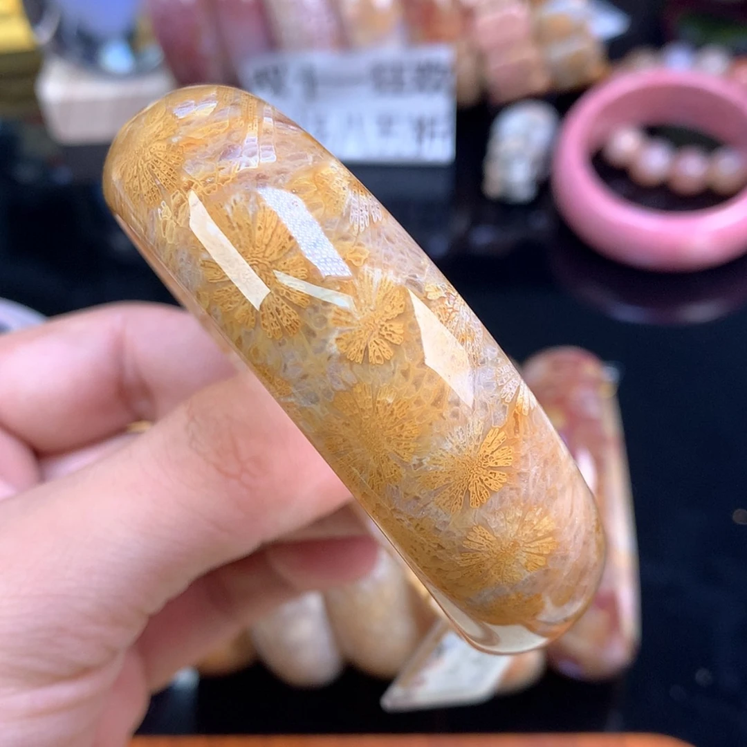 【闪购商品】颈饰未镶嵌硅化珊瑚（珊瑚玉）83号金皮花61圈