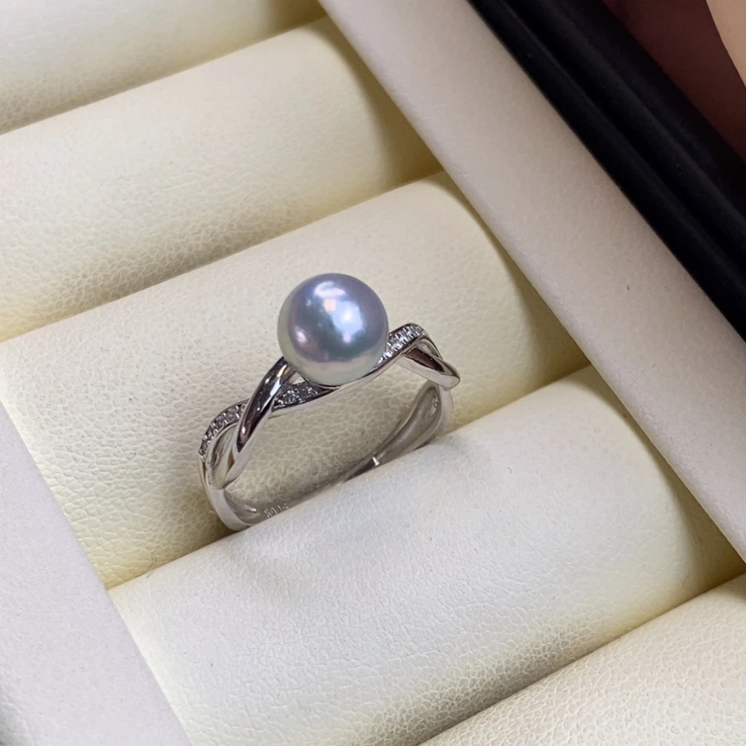 戒指银S925镶嵌海水珍珠特价微瑕