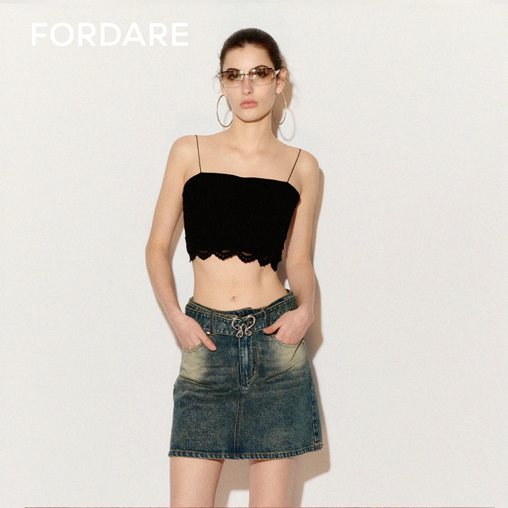FORDARE蕾丝一字抹胸