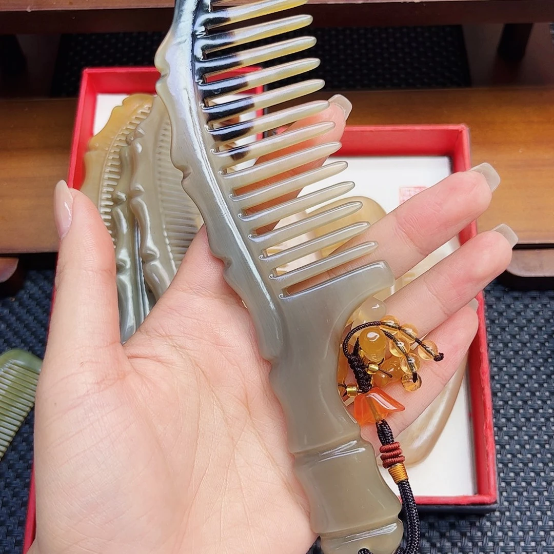 纯牛角手工制作牛角梳