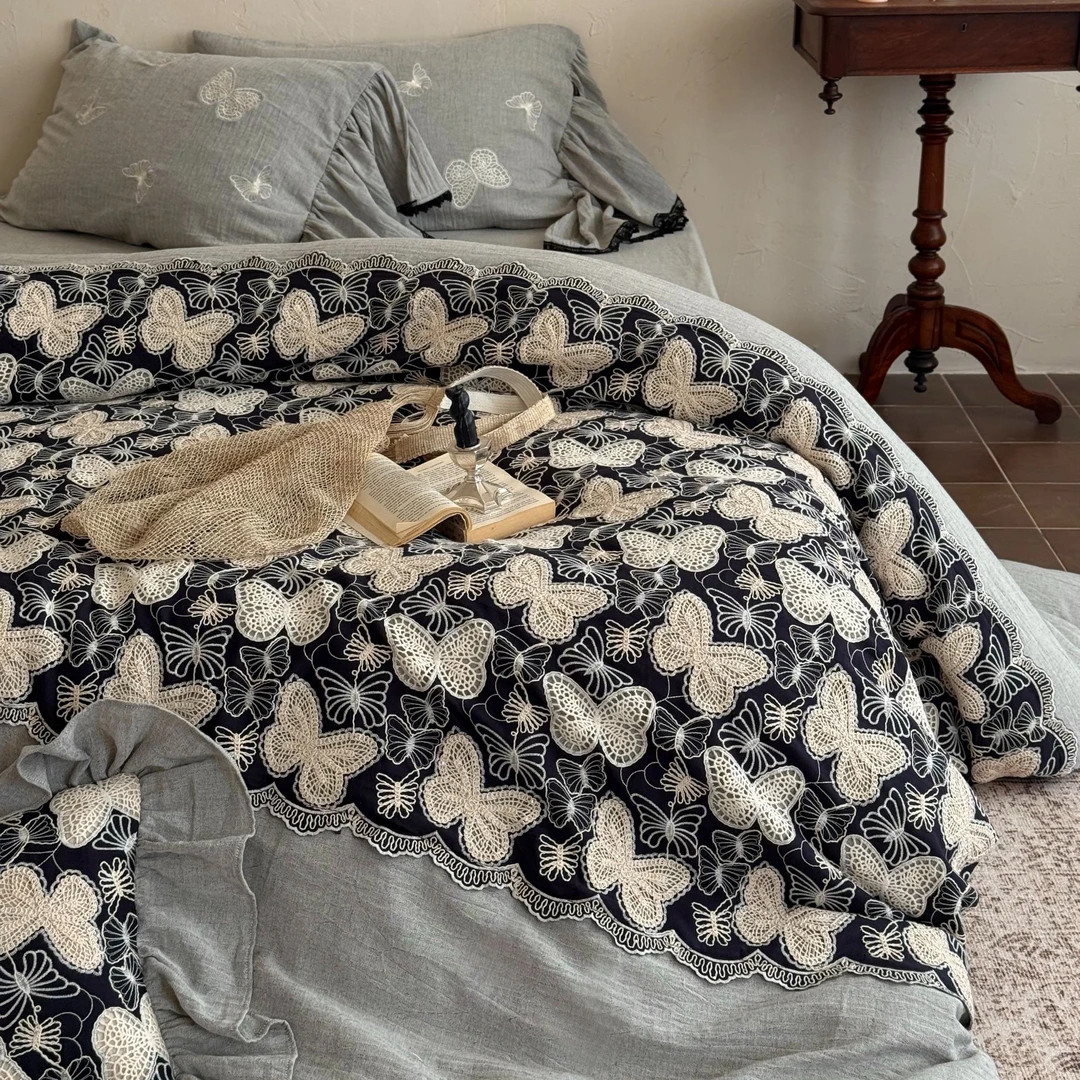 十七【蝶栖苍珀】打造美学空间！法式中古美式棉麻高档四季款四件套