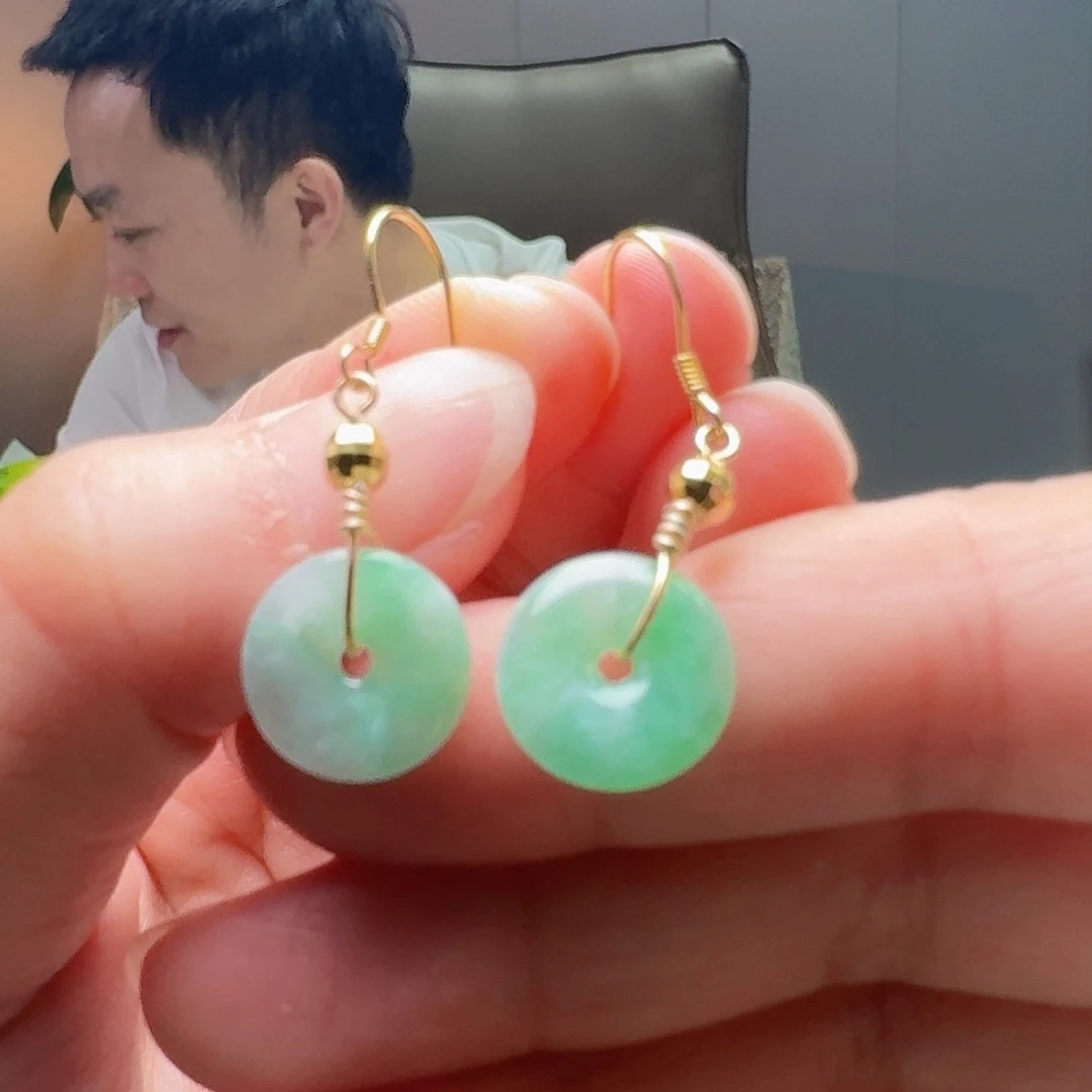 翡翠银S925镶嵌耳饰天然