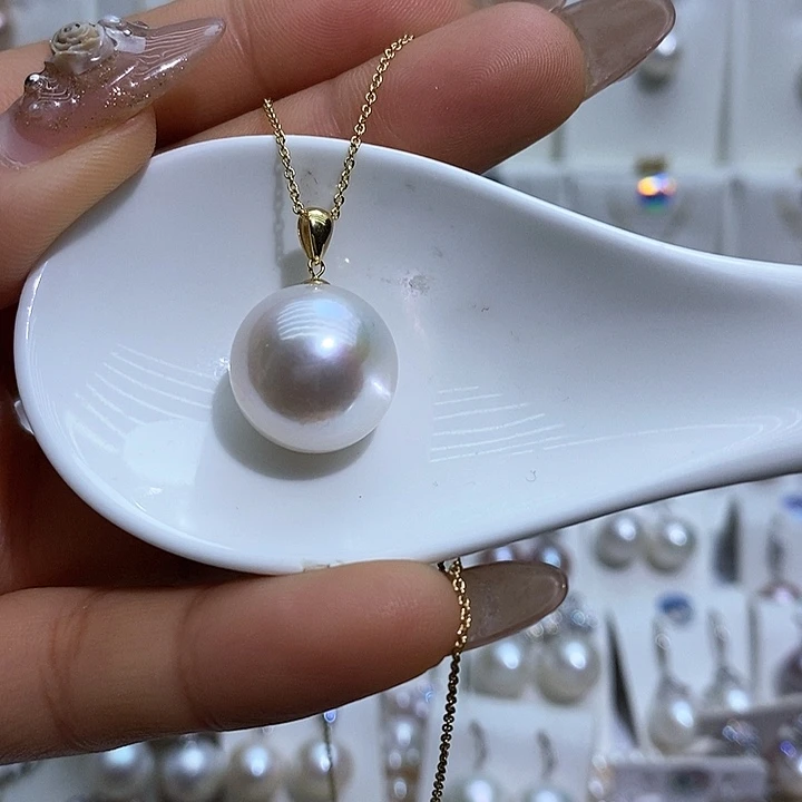 吊坠赠合金链条淡水珍珠18K金镶嵌