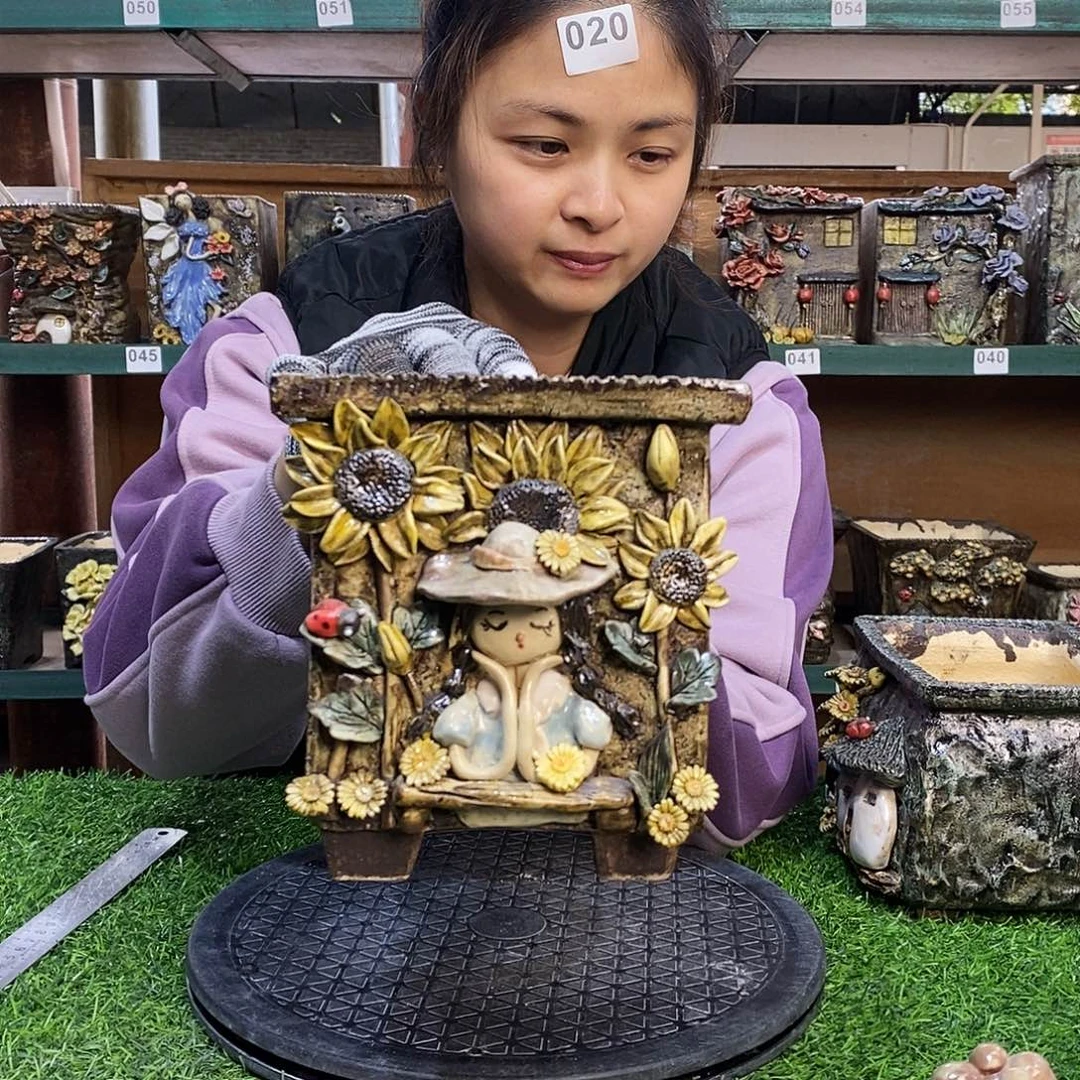 红陶青藤花器多肉花盆