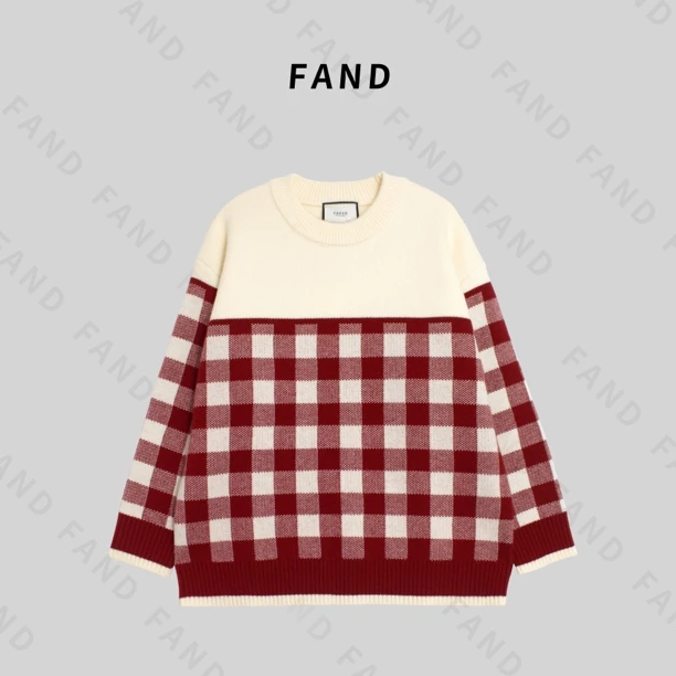 FAND品牌【T+Btangmu】秋冬情侣装加厚宽松圆领套头毛衣针织衫网红