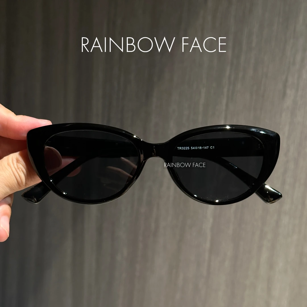 高级感时尚大框猫眼黑色太阳镜偏光防紫外线椭圆长脸可配近视墨镜