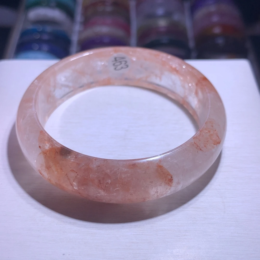 银S925镶嵌手镯水晶粉胶60.6圈463