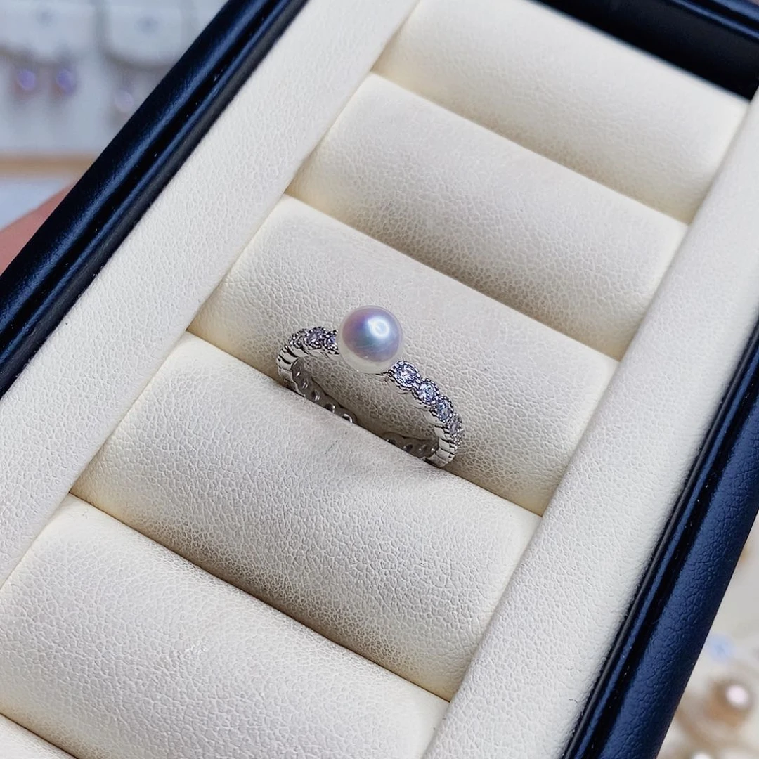 淡水珍珠戒指银S925镶嵌