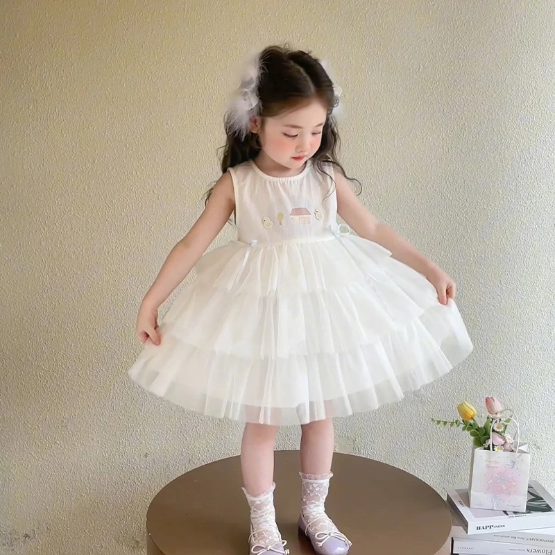 女童背心裙夏季25新款可爱小女孩薄款洋气纱裙甜美无袖公主连衣裙