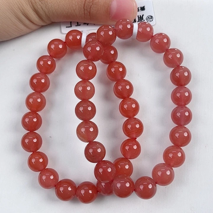 未镶嵌河湾冰红圆珠单圈10（多样式发其一）南红玛瑙