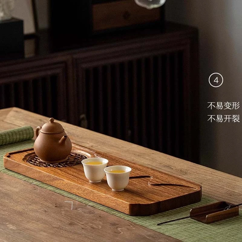 木质创意新中式家用排水式茶盘实木小型干泡台木质客厅茶台干泡盘