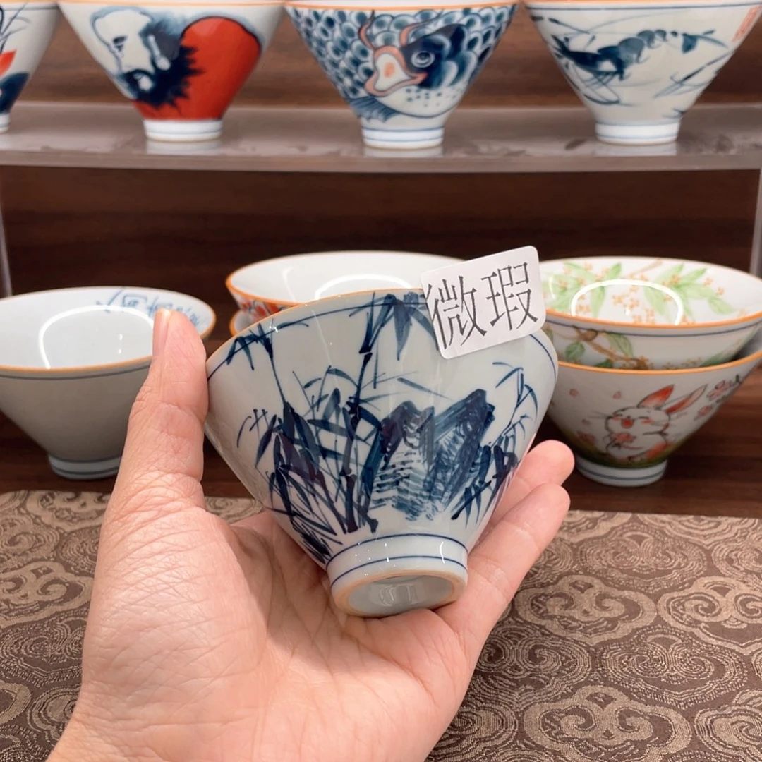 釉下手绘茶具微瑕