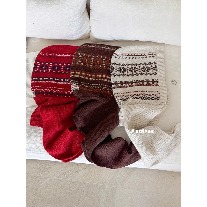 美拉德费尔岛巴拉克拉法帽女秋冬含羊毛帽子围脖一体保暖毛线帽