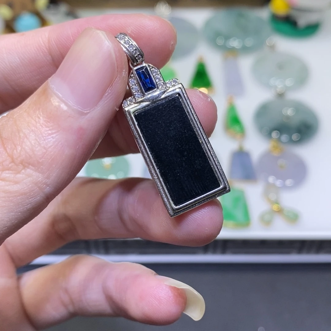 翡翠银S925镶嵌吊坠(不含链)