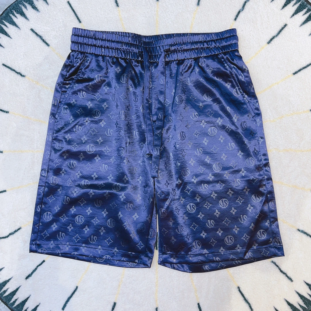 男士时尚休闲裤短裤夏季薄料速干百搭简约韩版暗纹印花醋酸五分裤