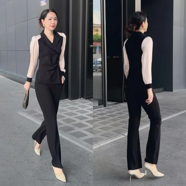 百花果【防褪色】2025秋季新款休闲时尚两件大码女士套装气质遮肉