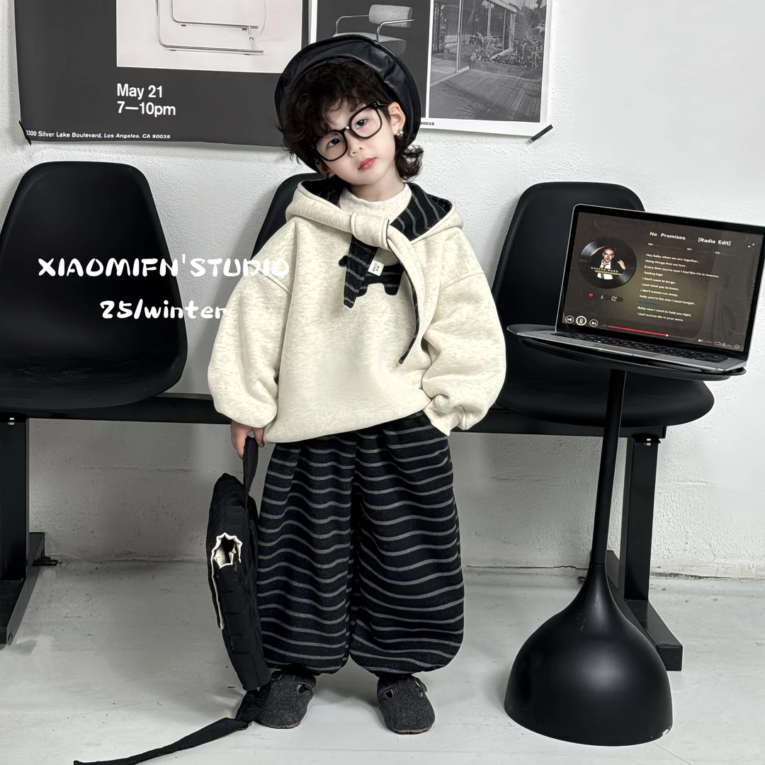 【现货】2025秋冬款拼接卫衣裤子套装韩版男童装洋气宝宝宽松25713