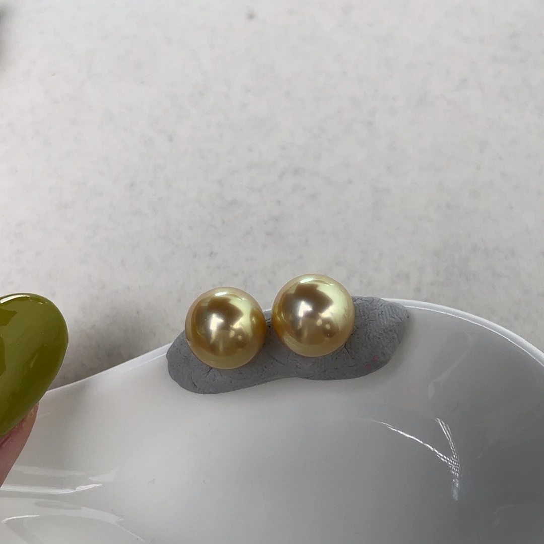 定制海水珍珠未镶嵌裸珠10-11mm炫彩金珠