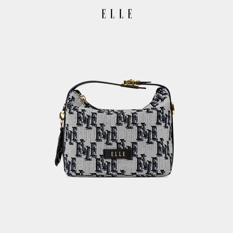 ELLE25早秋时尚复古印花度假经典饭盒斜挎包46162
