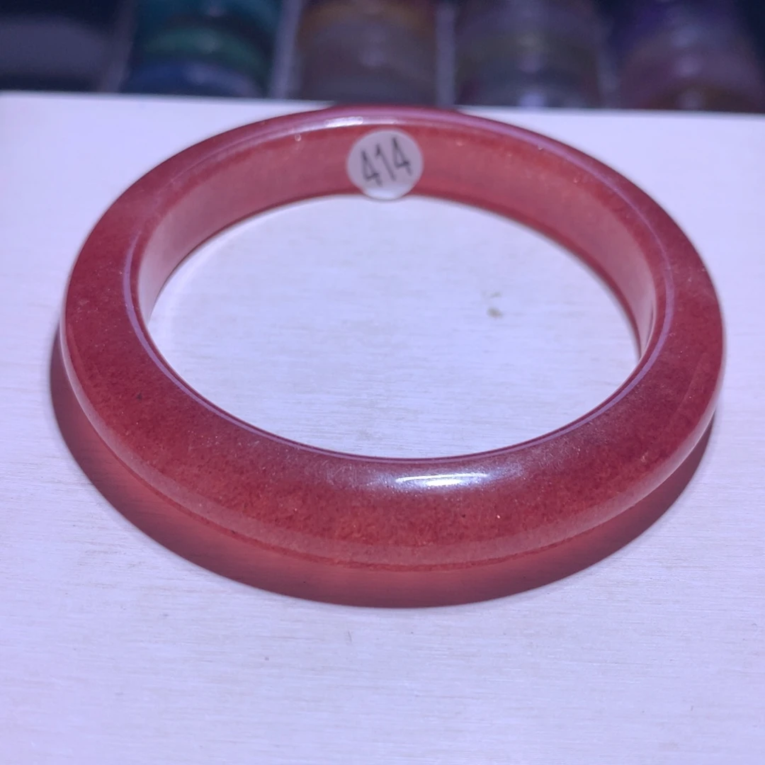 银S925镶嵌手镯水晶鸽血红草莓晶57.4圈414