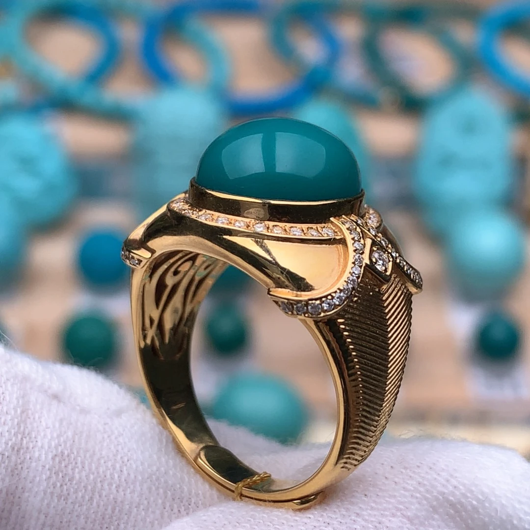 绿松石18K金镶嵌珠宝奇石