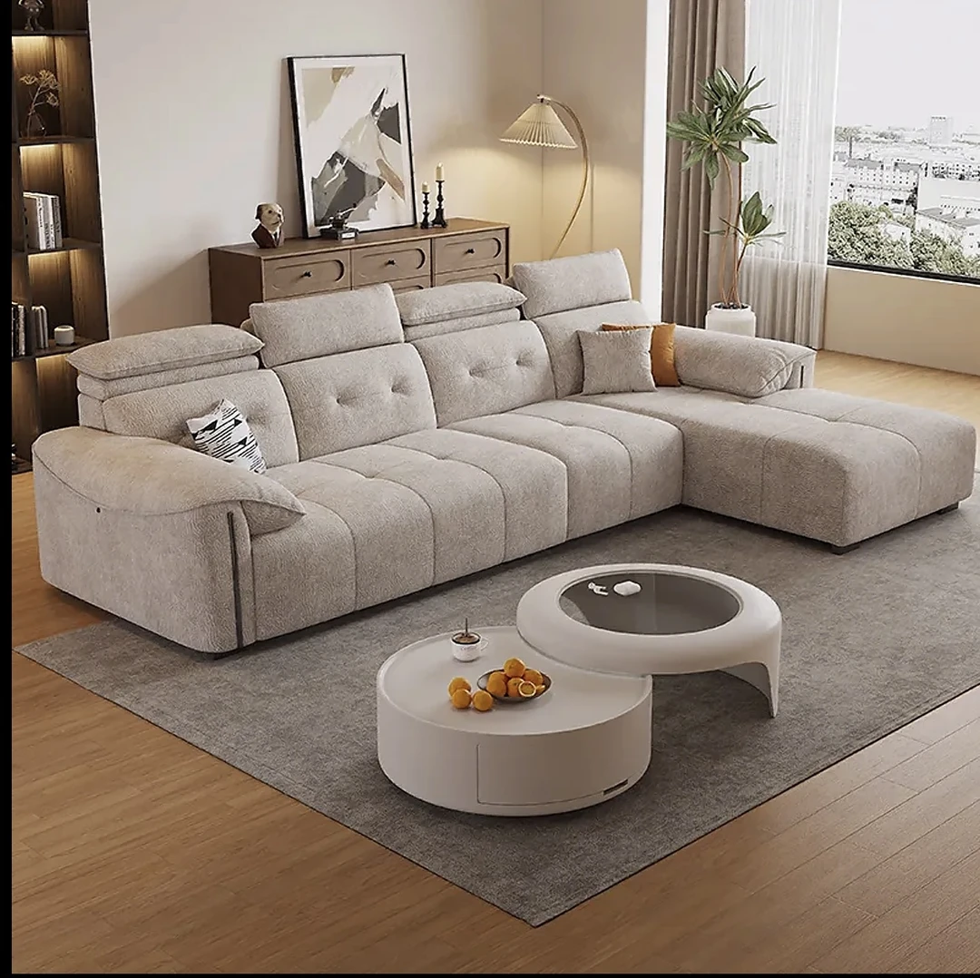 奶油风2025年新款雪尼尔贵妃布艺沙发大小户型组合瑞雪绒意式极简