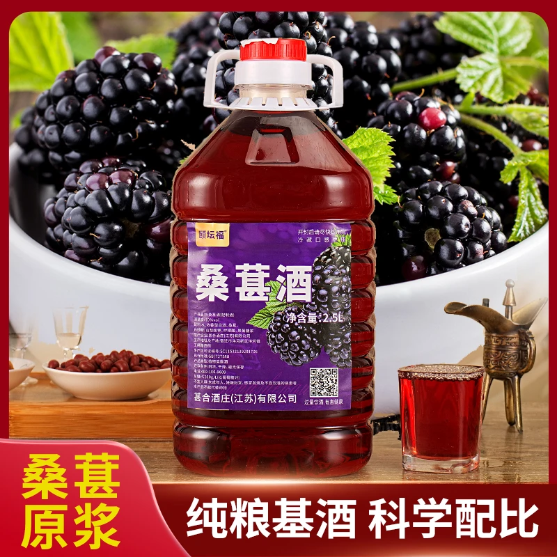 颐坛福桑葚酒10度微醺桑葚鲜果原汁发酵甜型果酒5斤大桶装10度