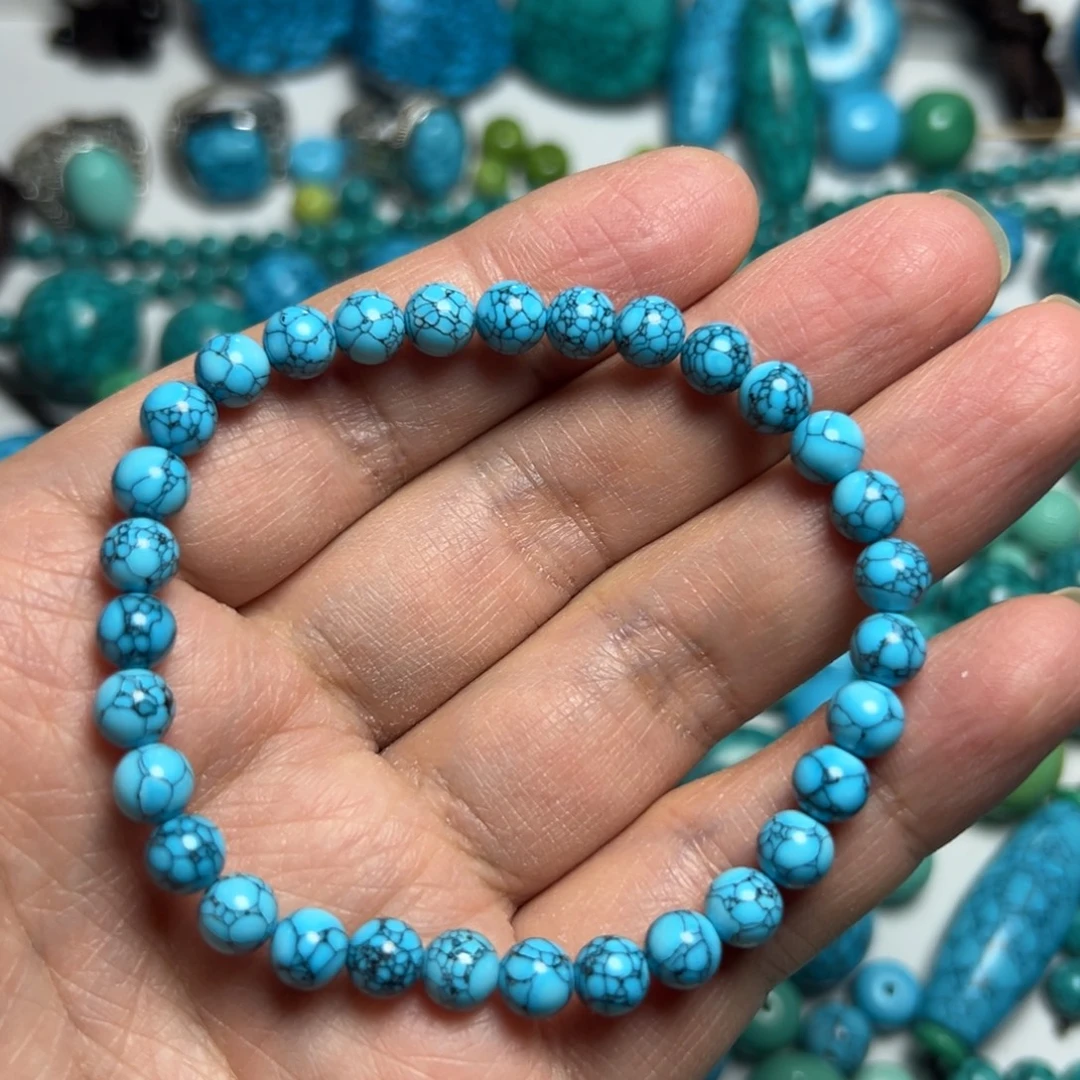 卡6+蓝花珠子手串手链