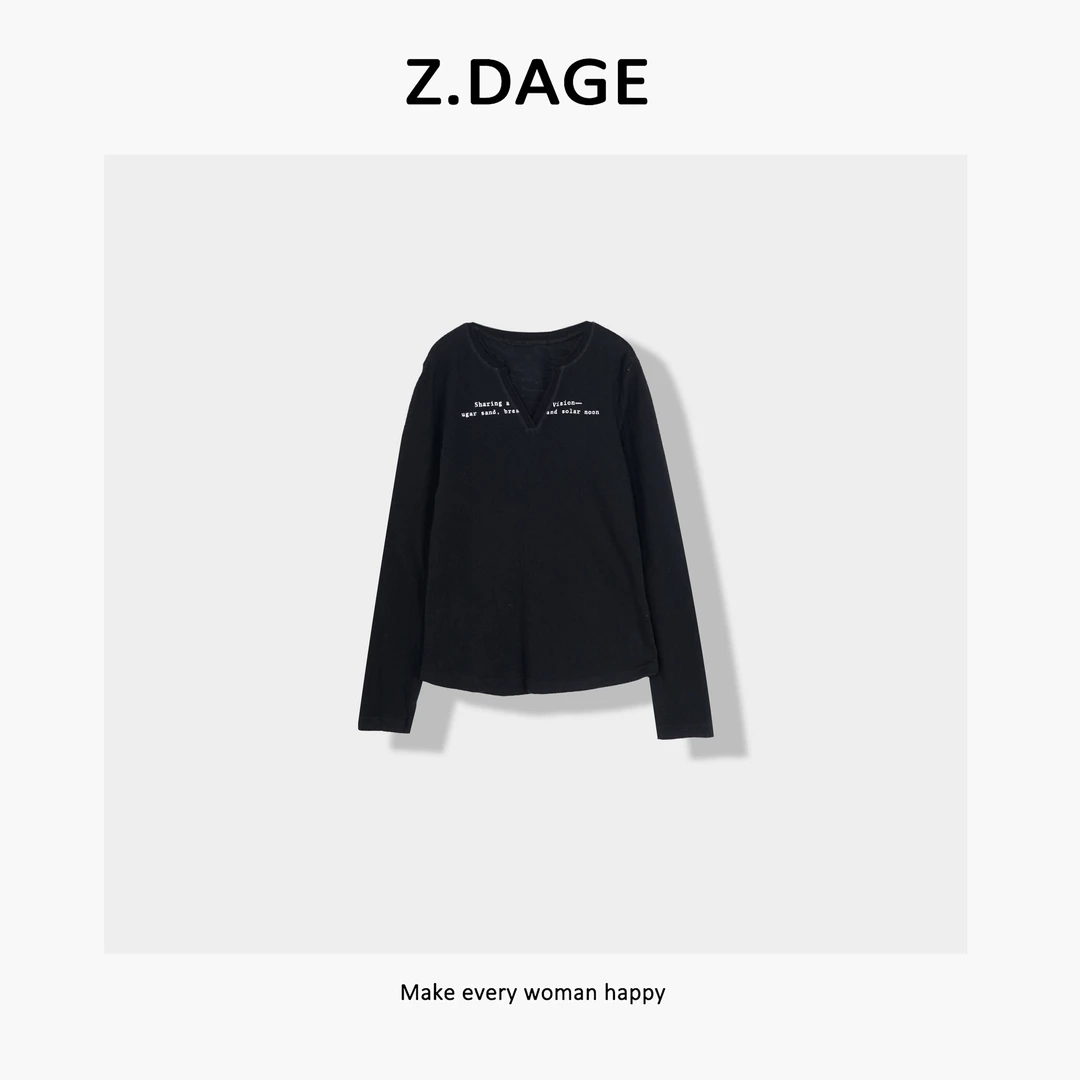 z.dage-‘春日韩女’时尚极简早春新款V领个性设计T恤-13206