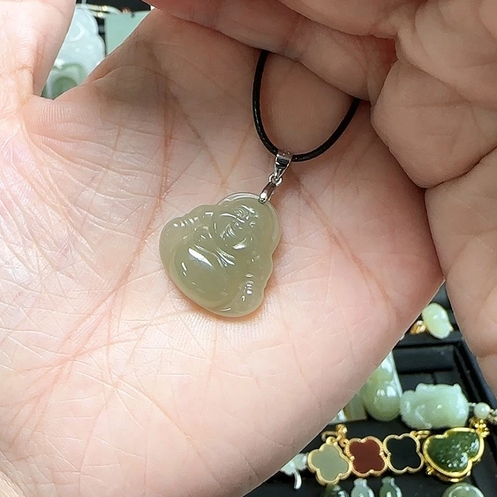 和田玉银S925镶嵌吊坠(不含链)