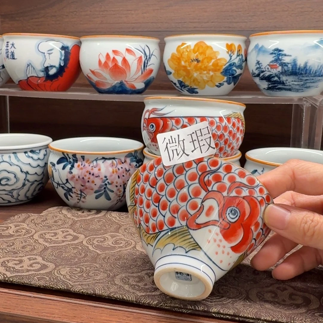 釉下手绘茶具微瑕