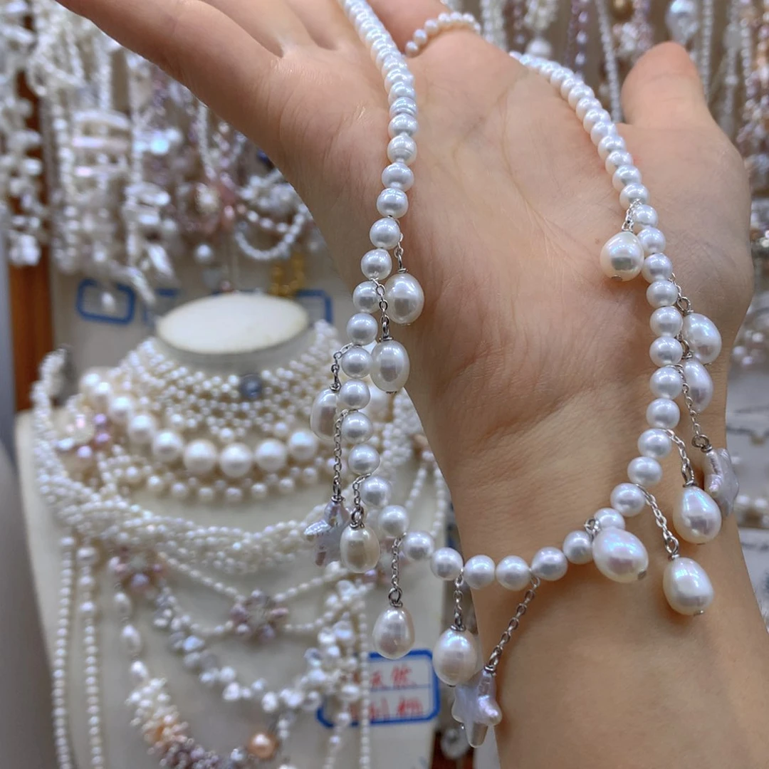 合金淡水珍珠项链耳饰