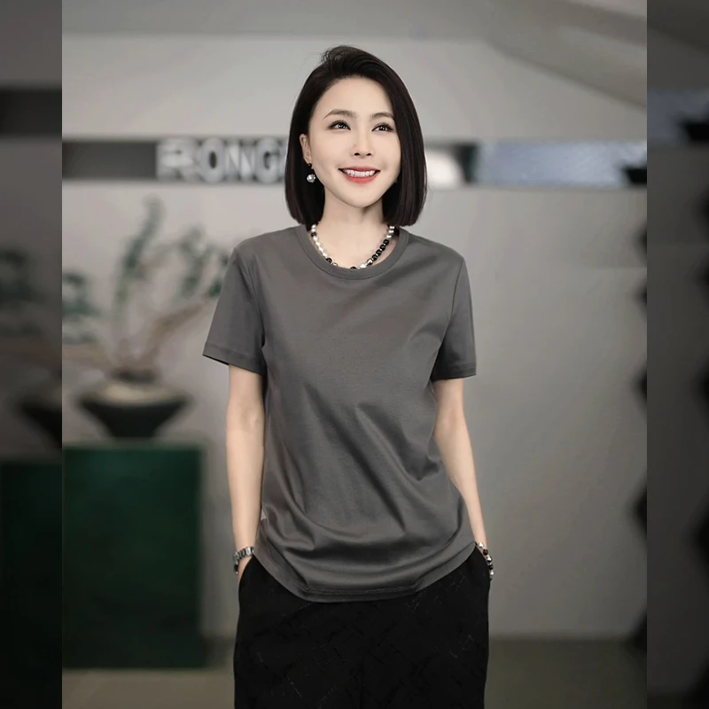 溶溶T【重磅蚕丝T】RONG 重磅桑蚕丝莫代尔百搭修身高质感短袖T恤