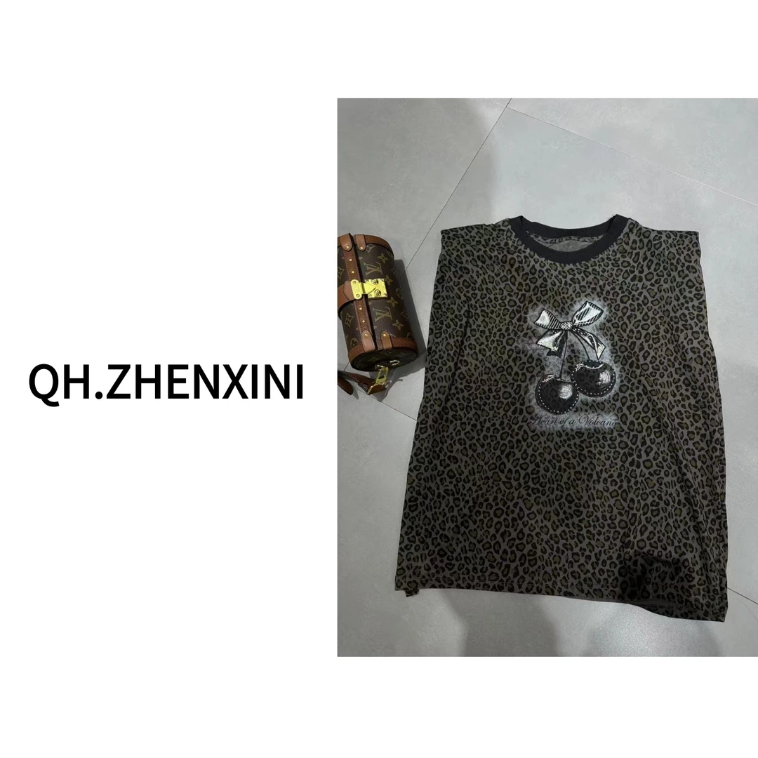 Q后严选.印花常规款几何圆领背心本布下摆夏季女士百搭T恤1226