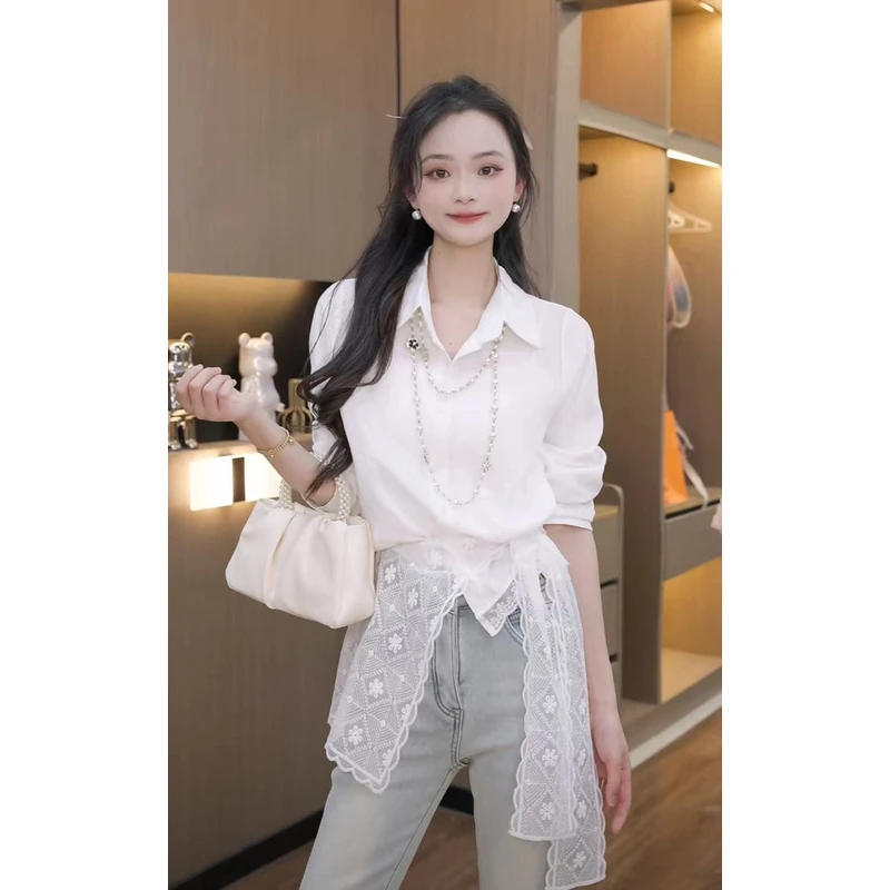 【秀宝女装】春季新款百搭蕾丝披肩+衬衫XB4912